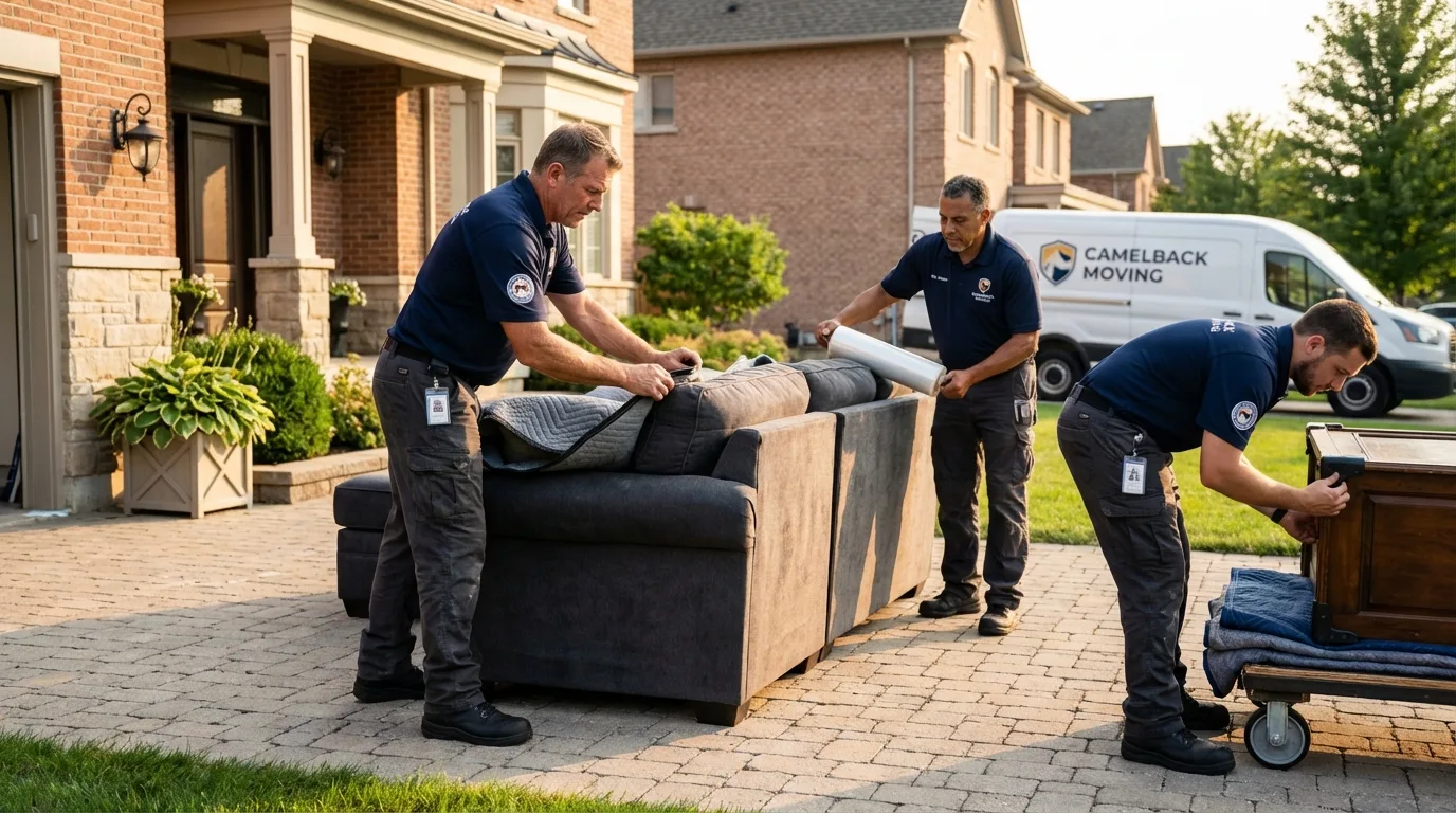 Large estate moving crew wrapping furniture in Orwigsburg, PA