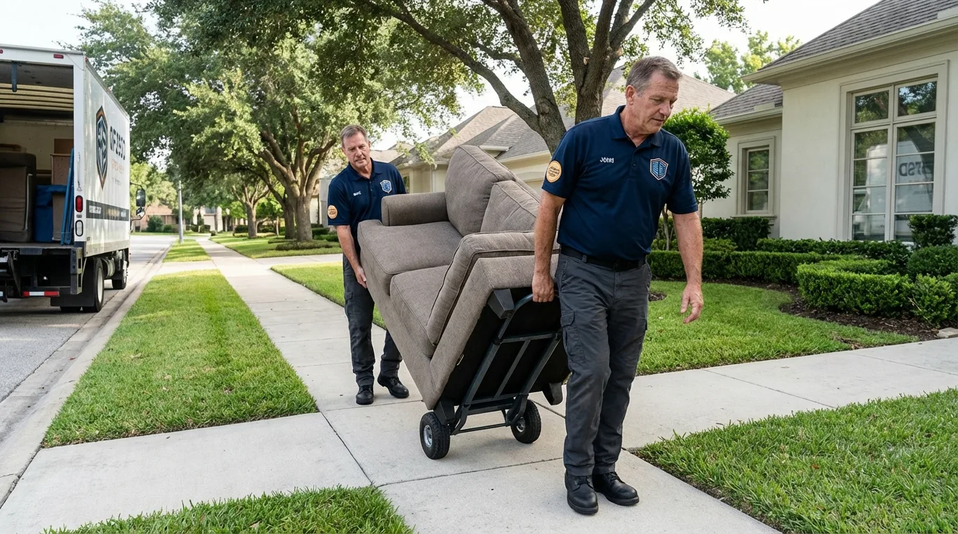 Local residential moving crew loading furniture in Orwigsburg, PA