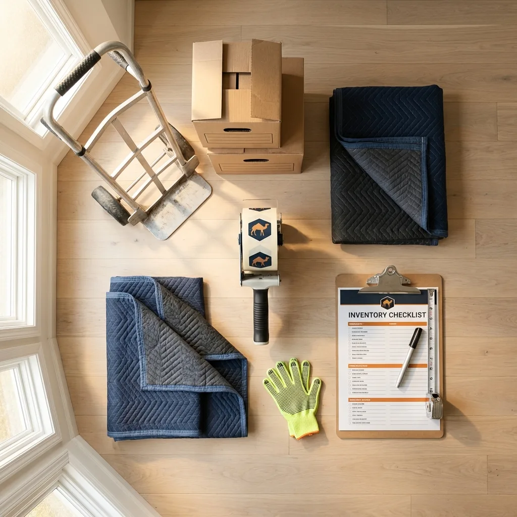 Professional moving supplies and packing materials layout for Orwigsburg residential relocations